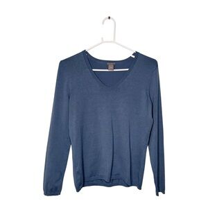 Ann Taylor Blue V-Neck Lightweight Silk Blend Sweater Size M